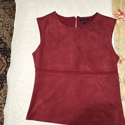 William Rast Women’s Red Faux Suede Sleeveless Top, Round Neck, Size M Regular