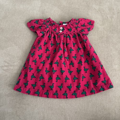 Nordstrom Baby Girl Size 3 Months Pink & Green Duck Short Sleeve Corduroy Dress