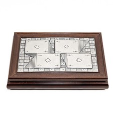 Set carte da poker + fiche + dadi cofanetto in legno e argento 996 Alliani