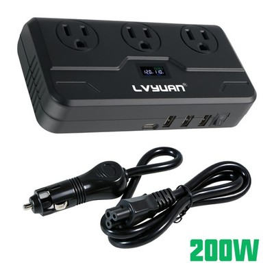 200W Power Inverter DC 12V to AC 110V Car Adapter Converter USB Port QC3.0 USB