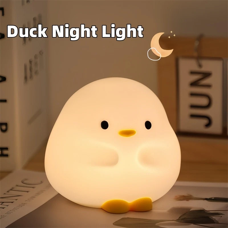Luz Noche Pato LED Silicona Recargable USB Lámpara Mesita Niños Regalo Deco