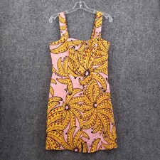 FARM Rio x Alberto Pitta Womens M Medium Pink Banana Print Linen Mini Dress