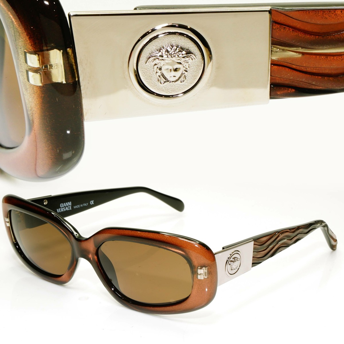 Gianni Versace 1996 Unisex Vintage Brown Medusa Sunglasses  display picture 1