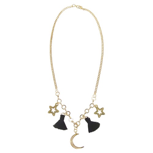 Collar Yunis K Moon Stars and Borla Charm en Chapado en Negro y Oro - Imagen 4 de 5