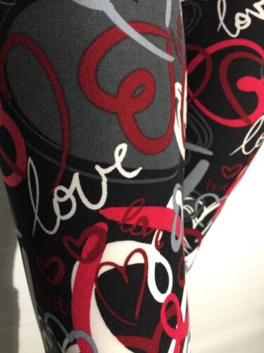 NEW OS 0-12 Womens Heart Valentines Day Leggings YOGA WAIST (Soft as Lularoe)