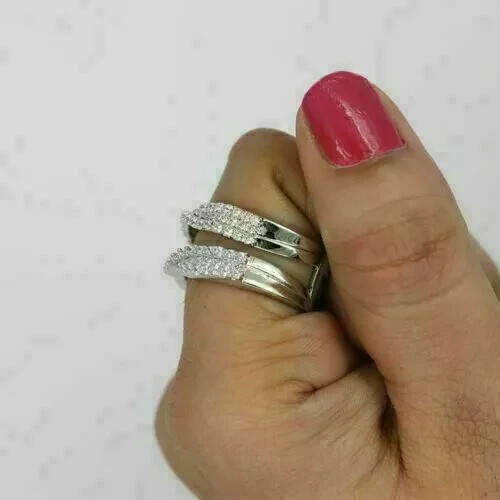 Schutzring 3,10 kt 14 K Weißgold plattiert Laborgefertigt Diamant Verstärker für Damen - Bild 2 von 6