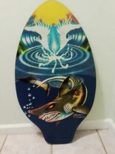 Skim Lizard 35 X 20 Wood Skim Boogie Board 2000’s - Shark Signed Michael Searle