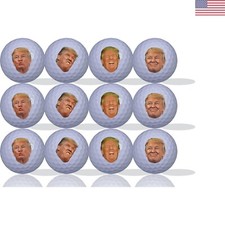 Trump Face Golf Balls 12-Pack with 4 Different Funny Designs - Collectible Set