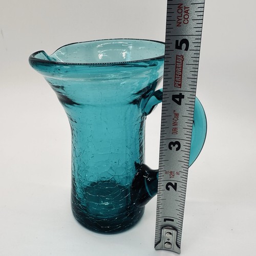 VTG MCM Lot Of 3 Crackle Glass Colorful Handblown Art Glass Mini Pitchers/Vases - Picture 17 of 21