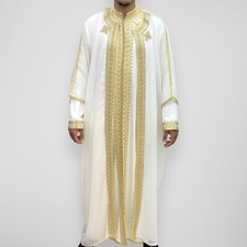 Moroccan Men 3 Pieces Kaftan Thobe Djellaba embroidered Long wedding dress