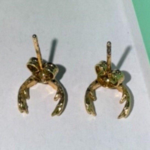 Alternate view of Nwt, Jeweled 14k Gold-plated Antler Stud Earrings With Cubic Zirconia, Gold