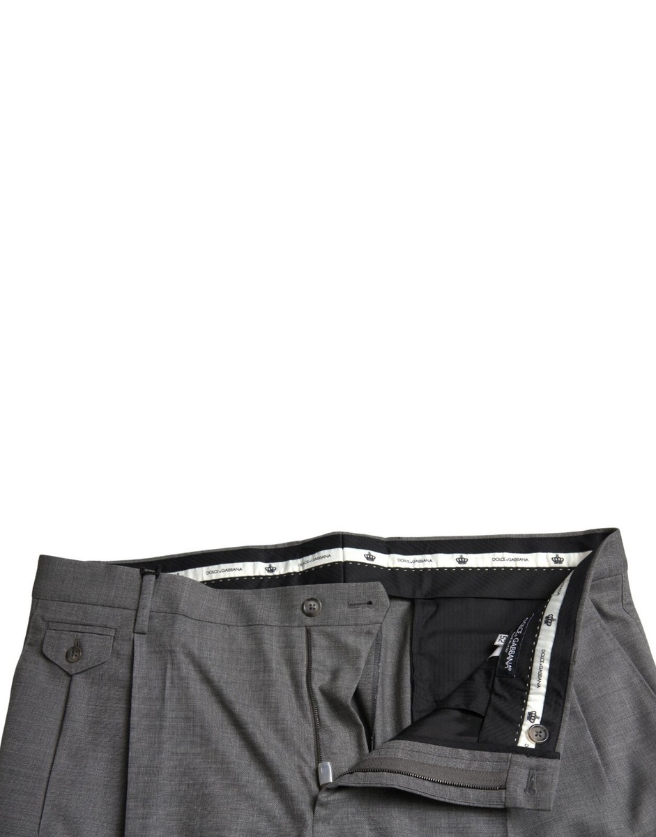 DOLCE & GABBANA Pants Gray Wool Chino Skinny Men Dress Trouser