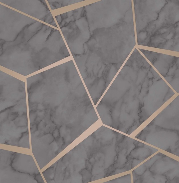 Fine Decor Marblesque Fractal Geometric Wallpaper Charcoal Metallic FD42266