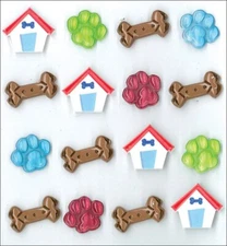 Jolee's Boutique PAW PRINTS AND BONES CABOCHONS Dimensional Stickers - 16 pcs