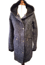 Kangaroos Womens Charcoal Fleece Long Jacket Coat Zip Size 10