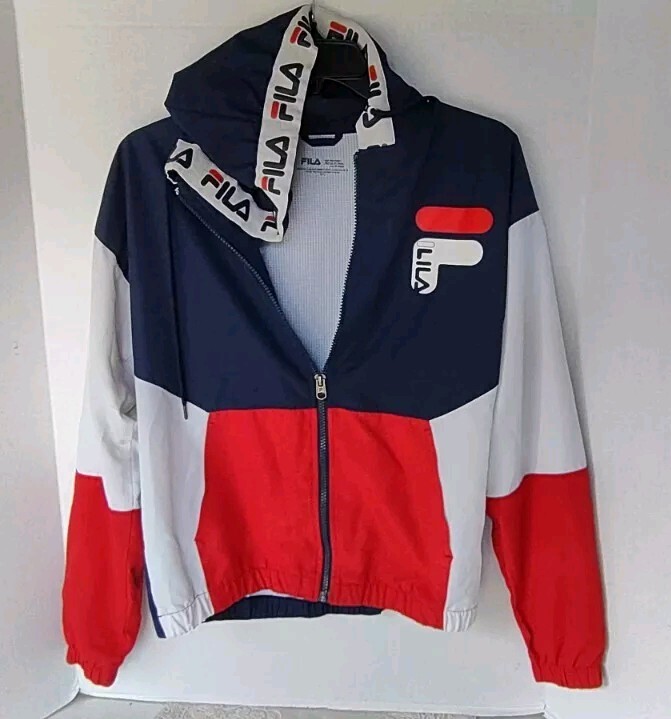 Giacca a vento Fila Track uomo MEDIA rosso bianco blu colorblock Francia zip