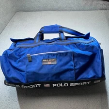 Vintag Polo Sport Ralph Lauren Duffle Gym Bag 24x14x10 USA Flag Sholder Strap
