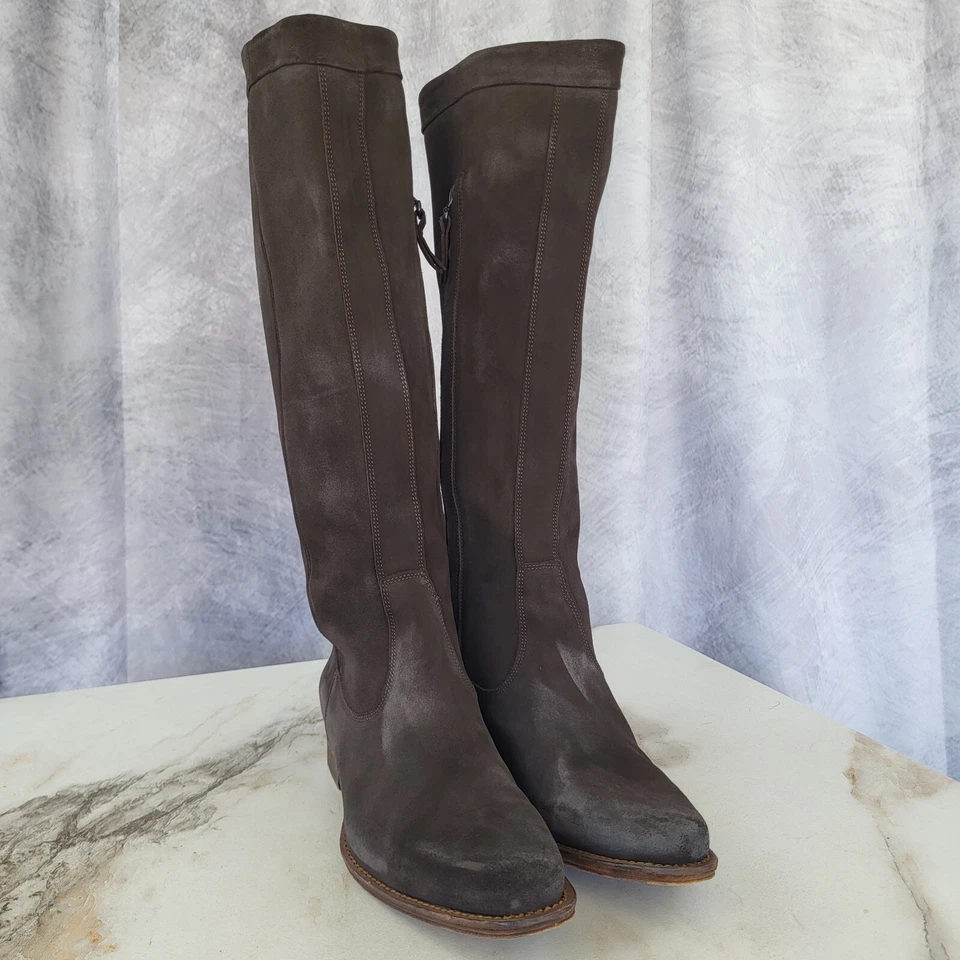 Botas de motociclista de gamuza hasta la rodilla NDC cremallera lateral talla 38 marrón Foto 3 de 4