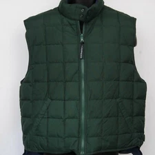 G H BASS Reversible Puffer Down Vest Jacket Full Zip Blue & Green Mens L Quilted