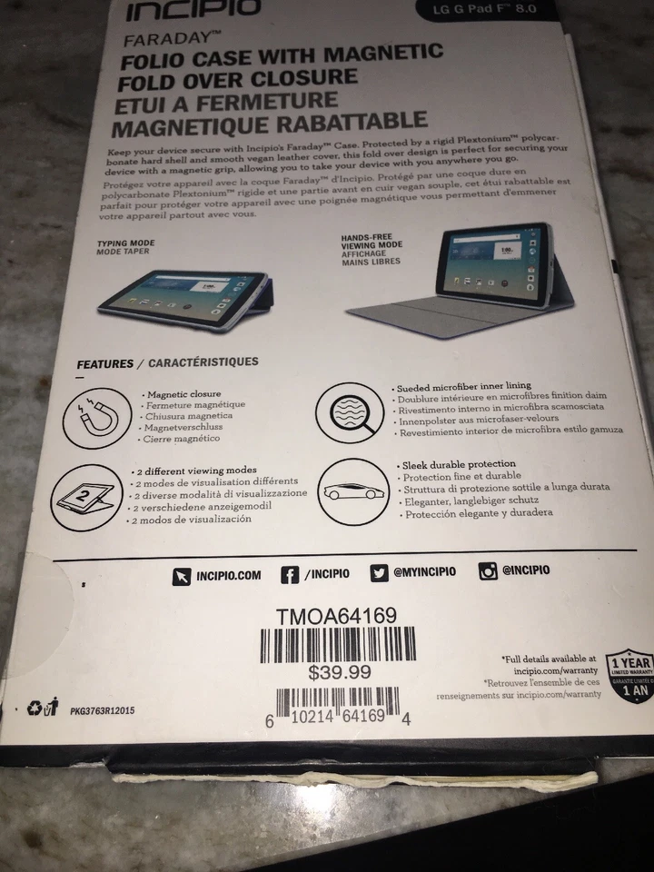 Чехол-книжка Incipio Faraday для LG G Pad X8.0 — светло-фиолетовый/серый - Изображение 2 из 2