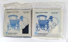 Lot of 2 Charles Craft Cross Stitch Fabric Aida 14 Count Navy  Ivo 12x18 Cotton