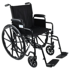 WHEELCHAIR Large 18-Inch Padded Seat, Removable Swing-Away Footrests, Foldable