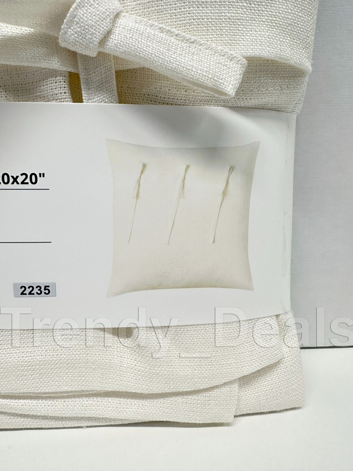Ikea AINA Pillow Cushion Cover 100 Linen w/Ribbons Tie 20" x 20
