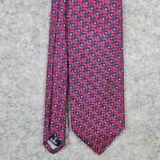 Robert Talbott Studio Hand Sewn Silk Tie 58x3.5 Red Blue Geometric Dots Preppy