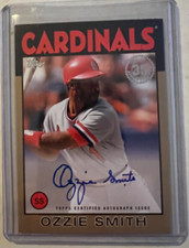 2021 TOPPS BASEBALL OZZIE SMITH CARDINALS 35TH 1986 ON CARD AUTO GOLD #D 7/25