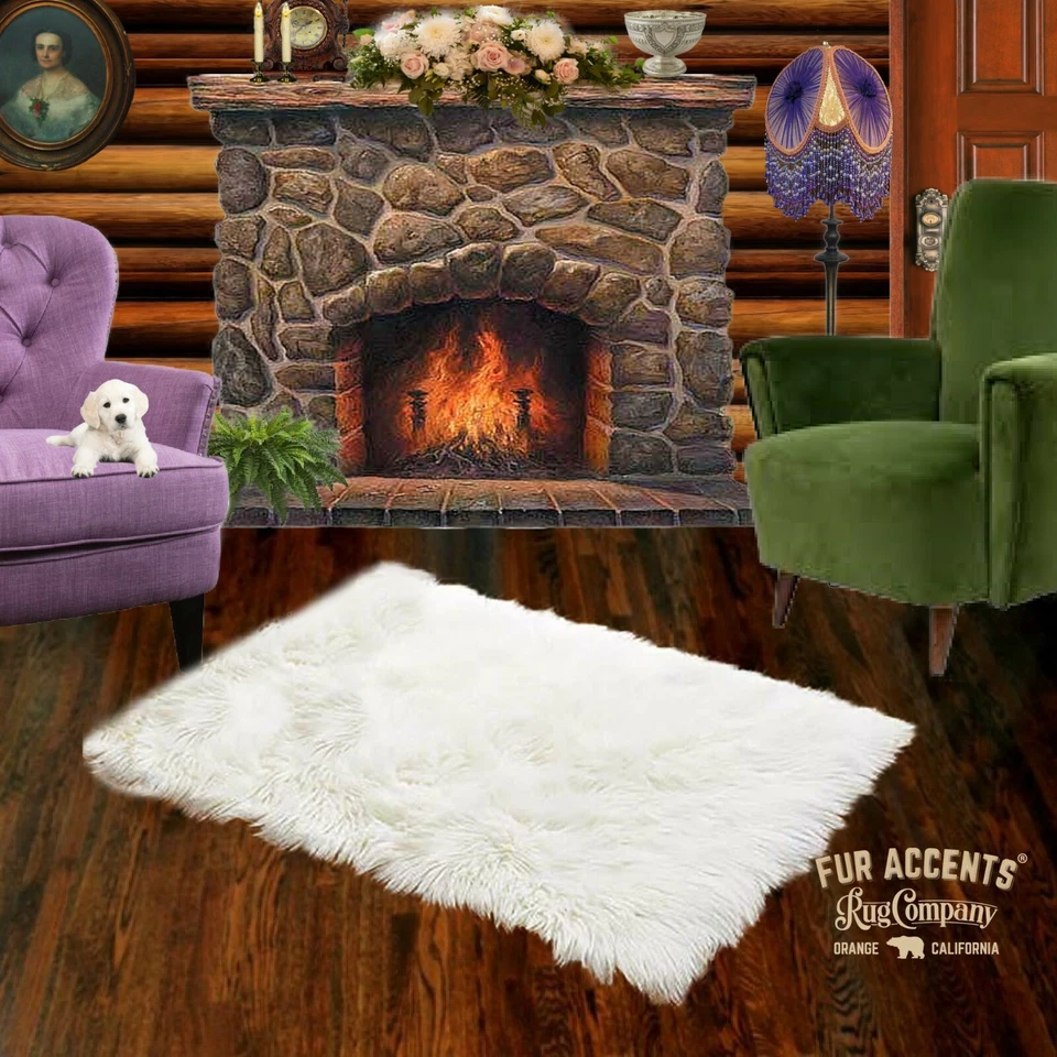 Alfombra de piel sintética blanca, oso polar, alfombra de acento, tiro, alfombra peluda, piel de oveja, nueva Foto 4 de 4