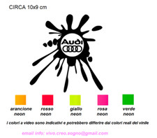 ADESIVO STICKERS AUTO MOTO CASCO MOTOCLUB CLUB MACCHIA COLORE AUDI COLORI NEON