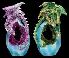 Drachen Figuren 2er Set - Mystische Harmonie - Dragon Fantasy Geschenk Sammler