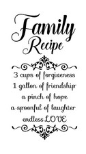 Kitchen Family recipe quote vinyl wall art for kitchen/dining room walls
