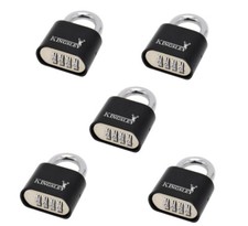 LOT OF 5 Resettable Kingsley Combo Lock (Combination Padlock) Hardened Steel