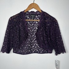 R M Richards Size 6 Petite Women s Scalloped Sequin Lace Bolero Purple