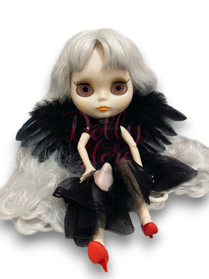 Blythe Doll Wavy White Hair Glossy Face Nude Jointed Body White Skin ''12 + Gifts