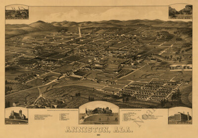 Panoramic Map of Anniston Alabama 16x24