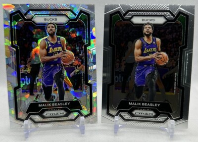 Malik Beasley 2023-24 Panini Prizm #237 Base & Cracked Ice Prizm Bucks Lot