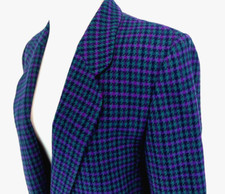 Vtg PENDLETON Womens Blazer Jacket HOUNDSTOOTH Plaid Green Purple USA Sz 6 VEUC 