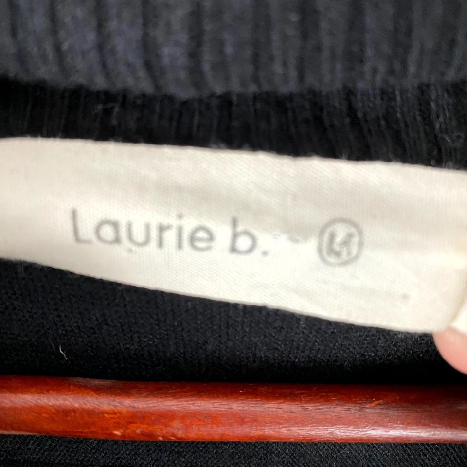 Laurie B. 毛衣女式中号黑色腰带棉羊绒混纺开襟 — 第 2/4 张图片