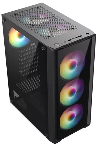 CIT Blade Midi ATX Gaming PC Case Mid Tower 6 x RGB Fans Tempered Glass Black 01