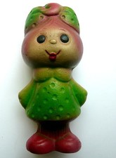 1960s USSR Russian Soviet Rubber Toy Doll LITTLE GIRL w/BOW