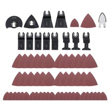 63Pcs Oscillating Tool Blades Kit with Curved Blades and Sandpaper, Multi-Too...