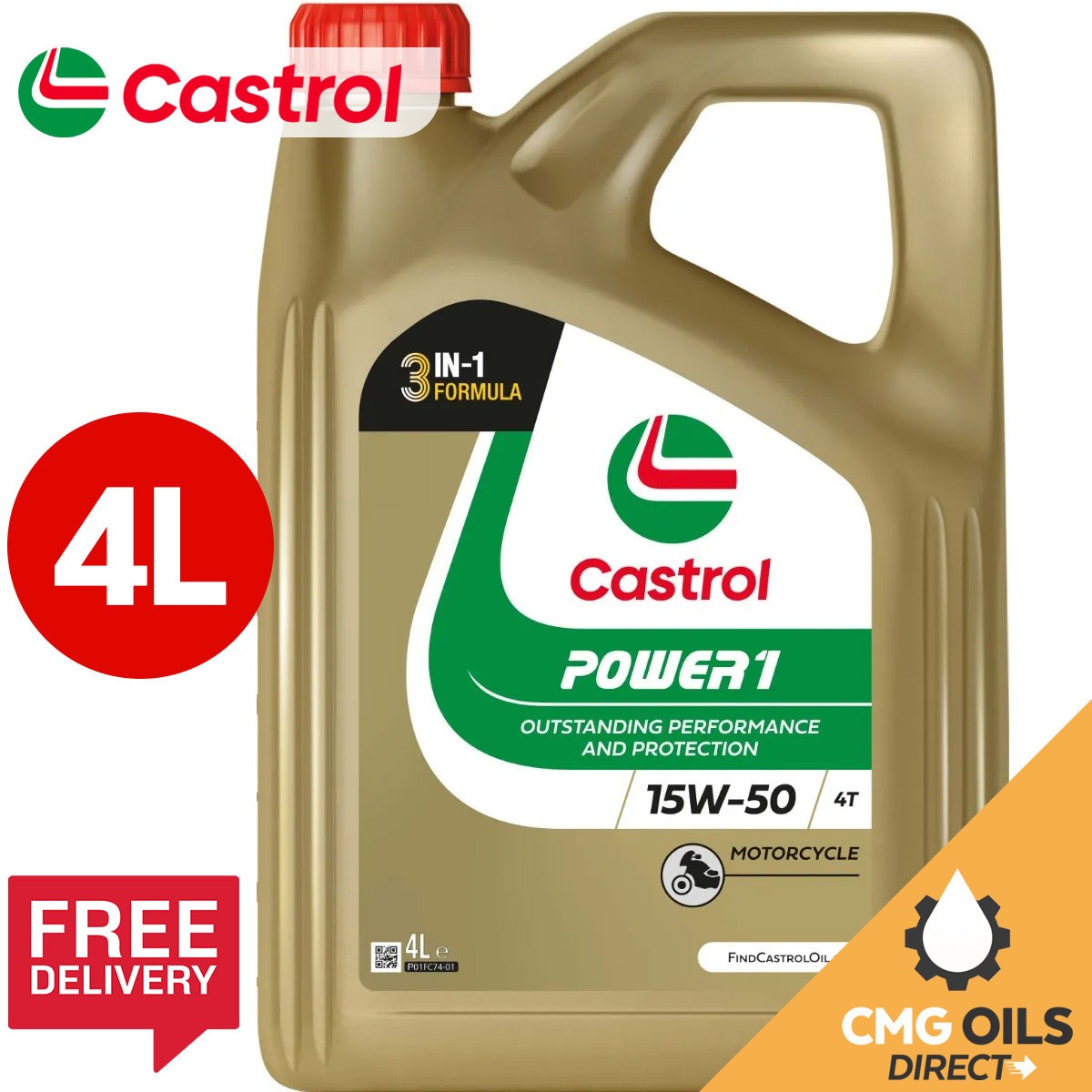 CASTROL POWER 1 4T 15W-50 15W50 SS 4 Stroke Motorcycle Engine Oil