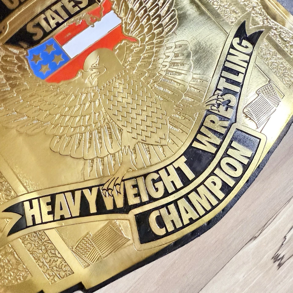 Cinturón de cuero WCW Campeonato de Estados Unidos enchapado grabado sin marca Foto 4 de 4