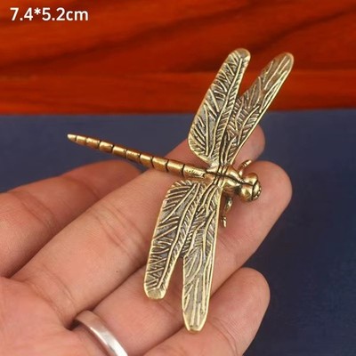 Dragonfly Brass Cooper Figurines Miniatures Tabletops Statues Home Decor 5x7 cm