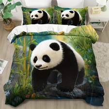 Image of Bamboo Flower Panda Soft Duvet Quilt Cover Set Pillowcase Single Double King New