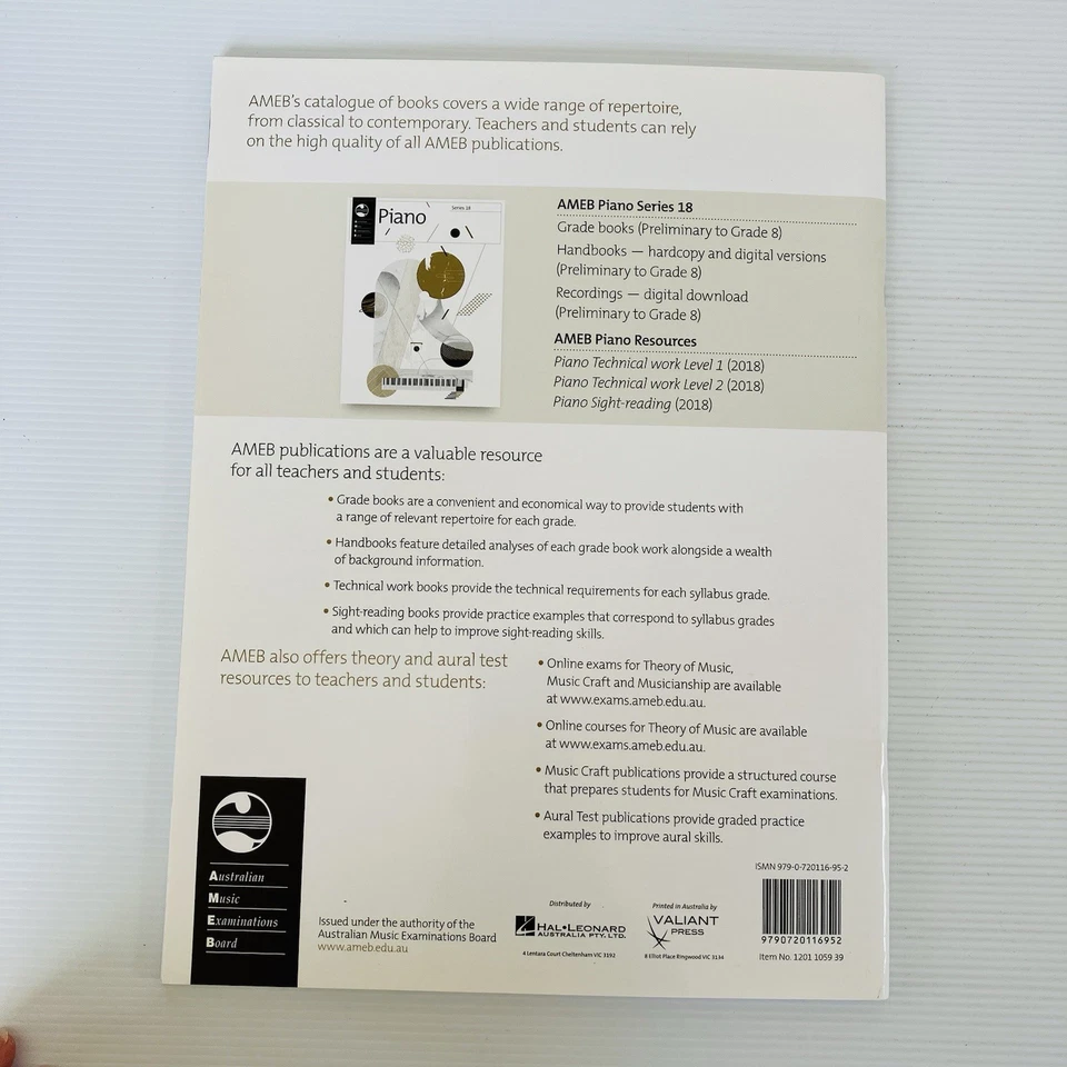 AMEB Piano Series 18 Sight Reading 2018 Preliminary to Gr 8 - Image 2 of 4