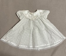 Vintage White Baby Christening Baptism Dress Set with Lace Details 6-9 Months