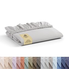 Linen Home 100 Cotton Percale Weave Fitted Sheet, King Size, Silver, 1 Deep ...